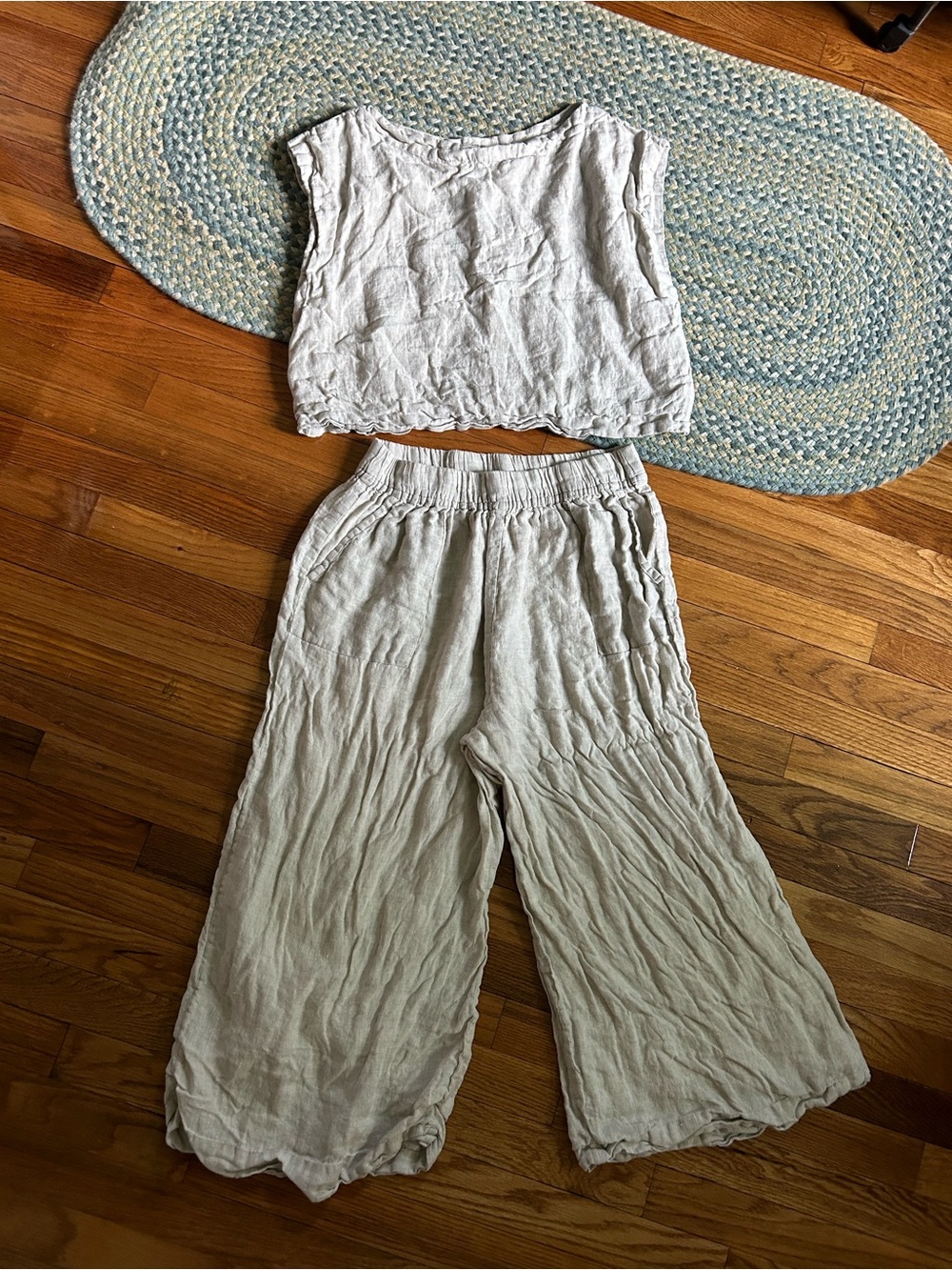 Linen Wide Leg Pants - Cream Wide Leg